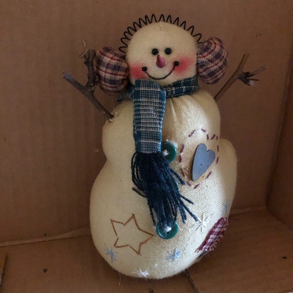 Primitive COUNTRY LACE Tea Stained Snowman Christmas Decor 6” - Picture 9 of 9